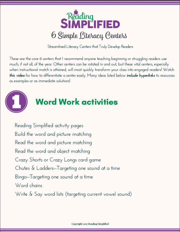 6 simple literacy centers guide