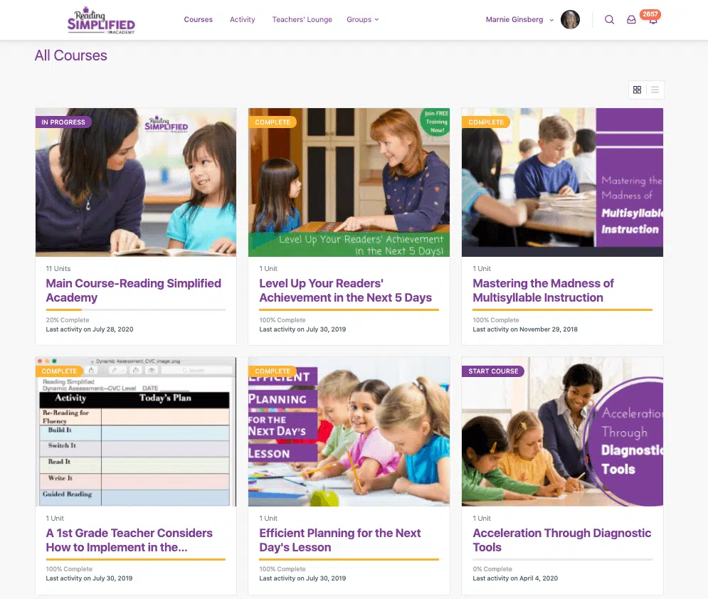 Reading Simplified Academy home page