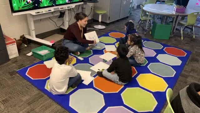 Kindergarten educator teaching Read It Blend As You Read