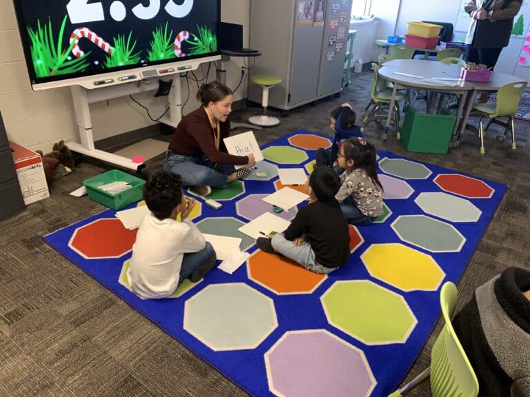 Kindergarten educator teaching Read It Blend As You Read