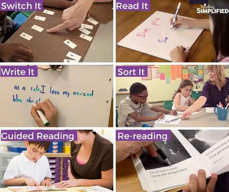Teachers using 6 different Reading Simplified activities with students