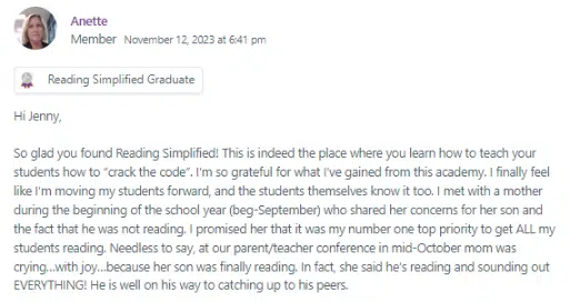 Reading Simplified is indeed the place where you learn how to teach your students how to "crack the code".