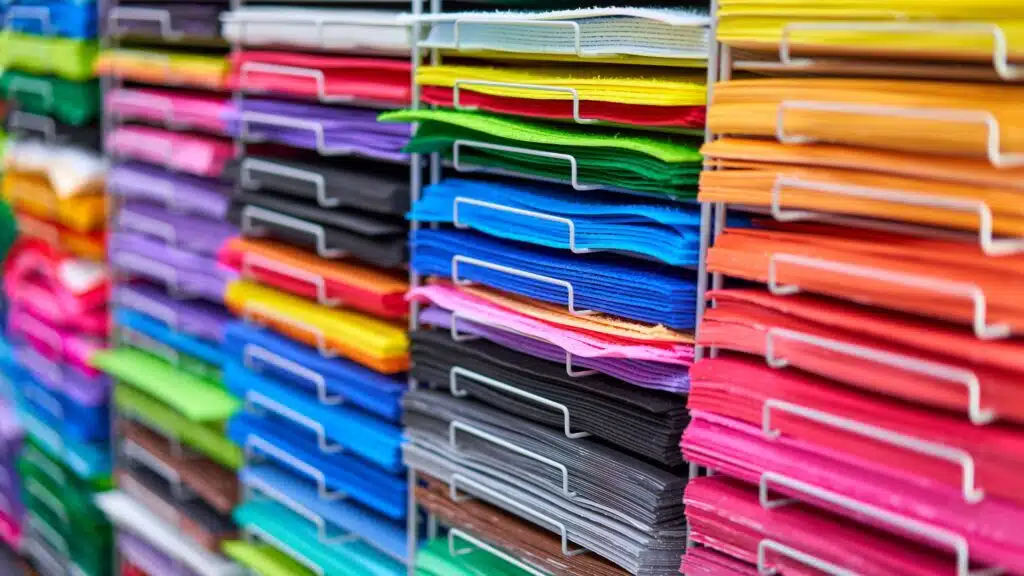 filing system of colored paper