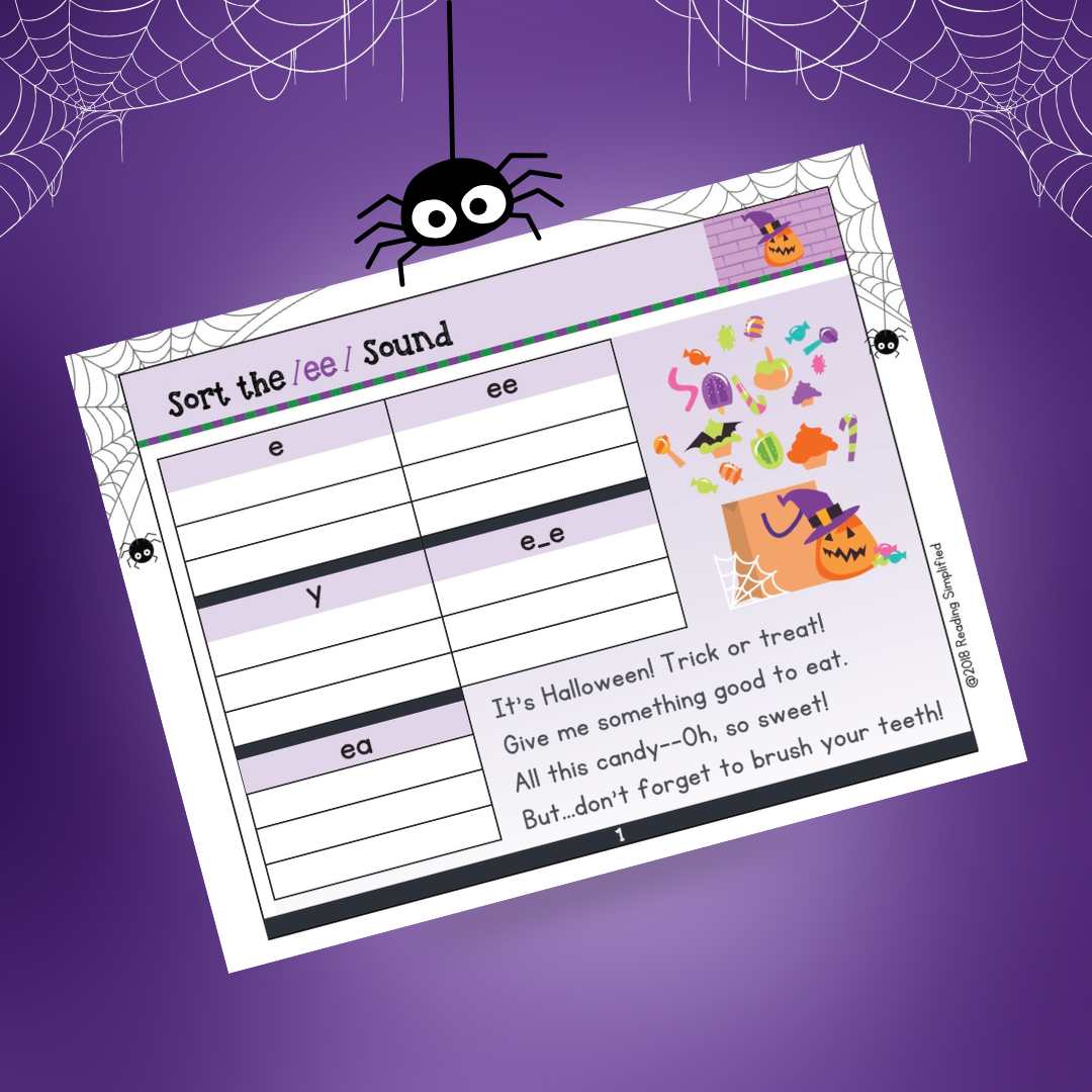 Halloween poem and Sort It activity page Halloween poem and Sort It activity page