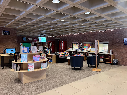 BCPL children’s section with book displays, reading nooks, and computers