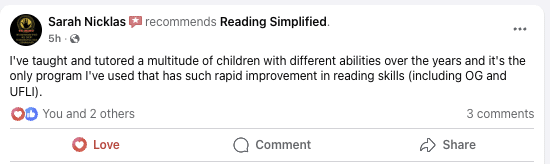 Testimonial Facebook review - Sarah Niklas
