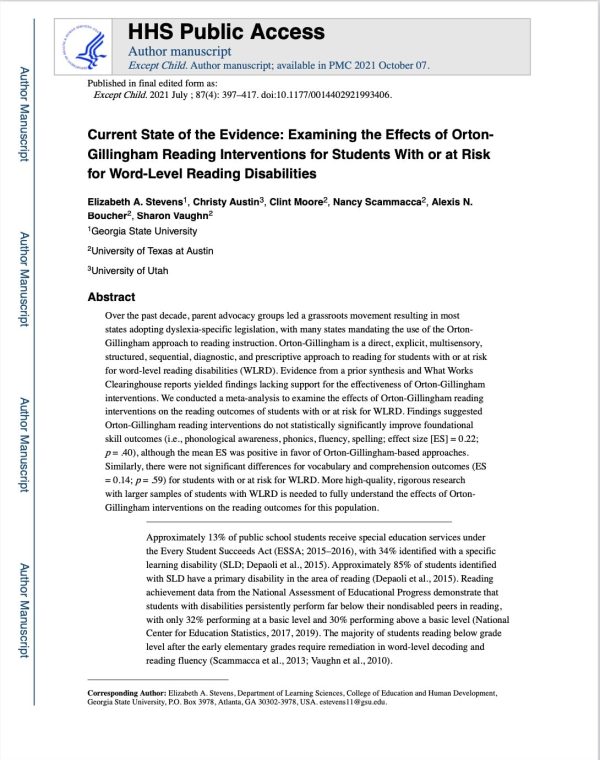 First page of Meta-analysis by Stevens, et. al.